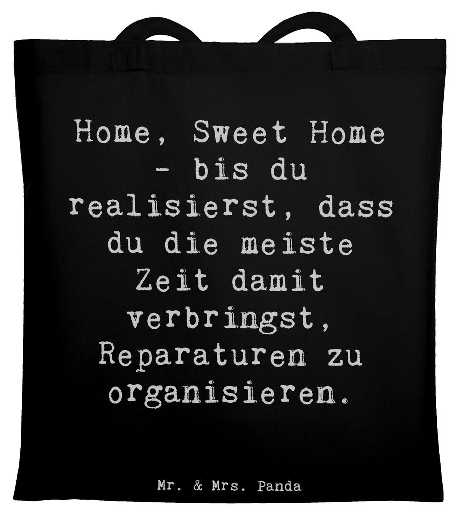 Mr. & Mrs. Panda Shopping Tasche Spruch Geborgenheit im Zuhause - Schwarz - Geschenk, Tote Bag, Wohlfühloase, Jutebeutel, Wohngefühl, Gefühl, Ei...