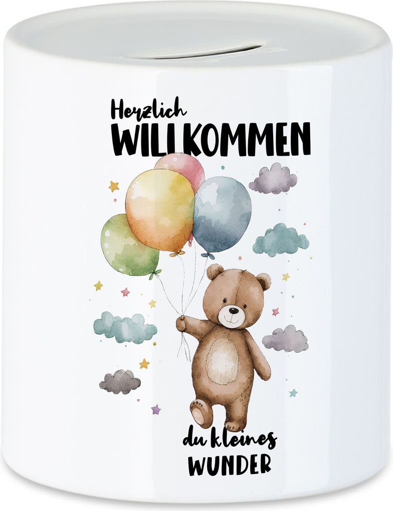 Herzlich willkommen du kleines Wunder Spardose Geburt Geschenk Hallo Baby