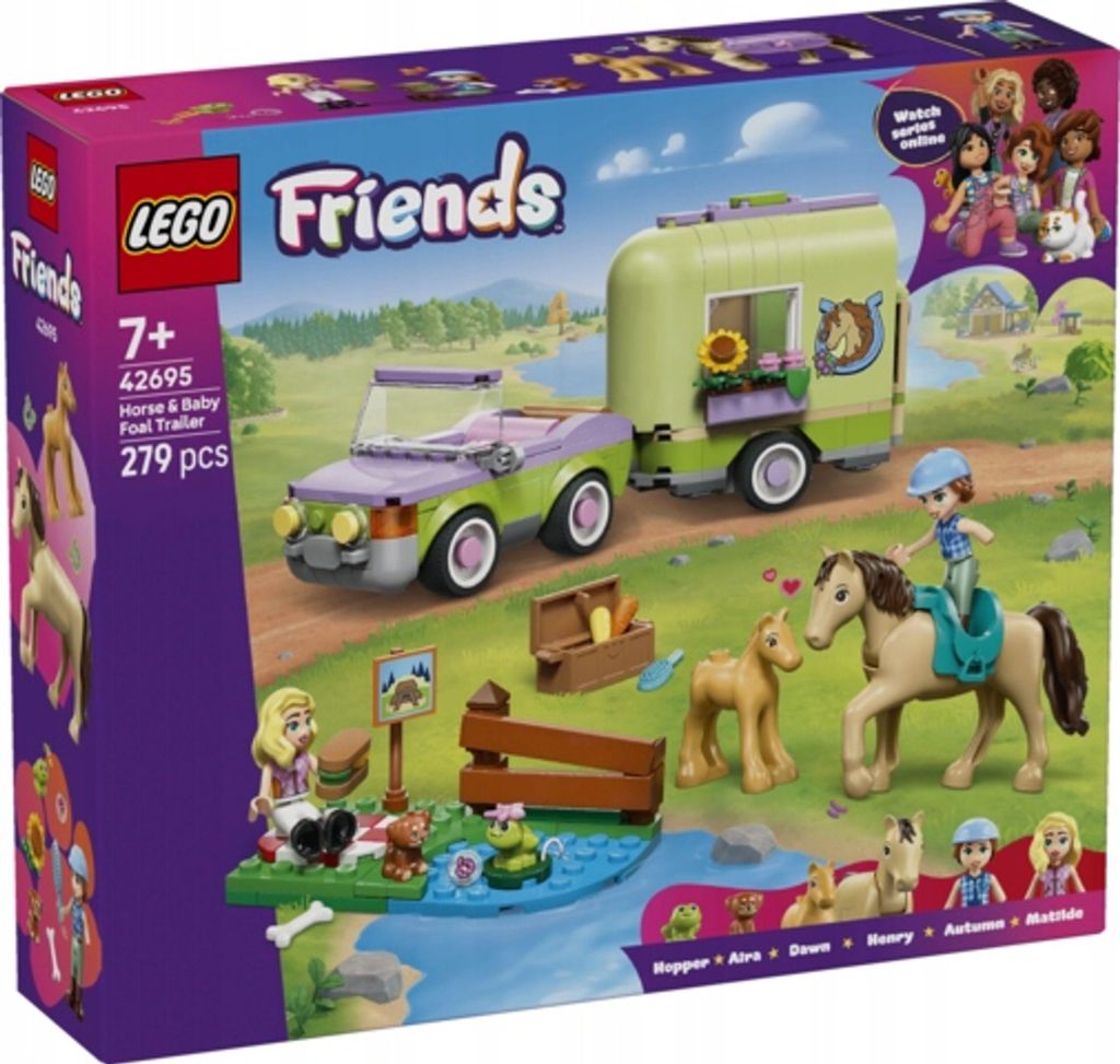 LEGO Friends Paard en veulen met paardentrailer - Productafbeelding 