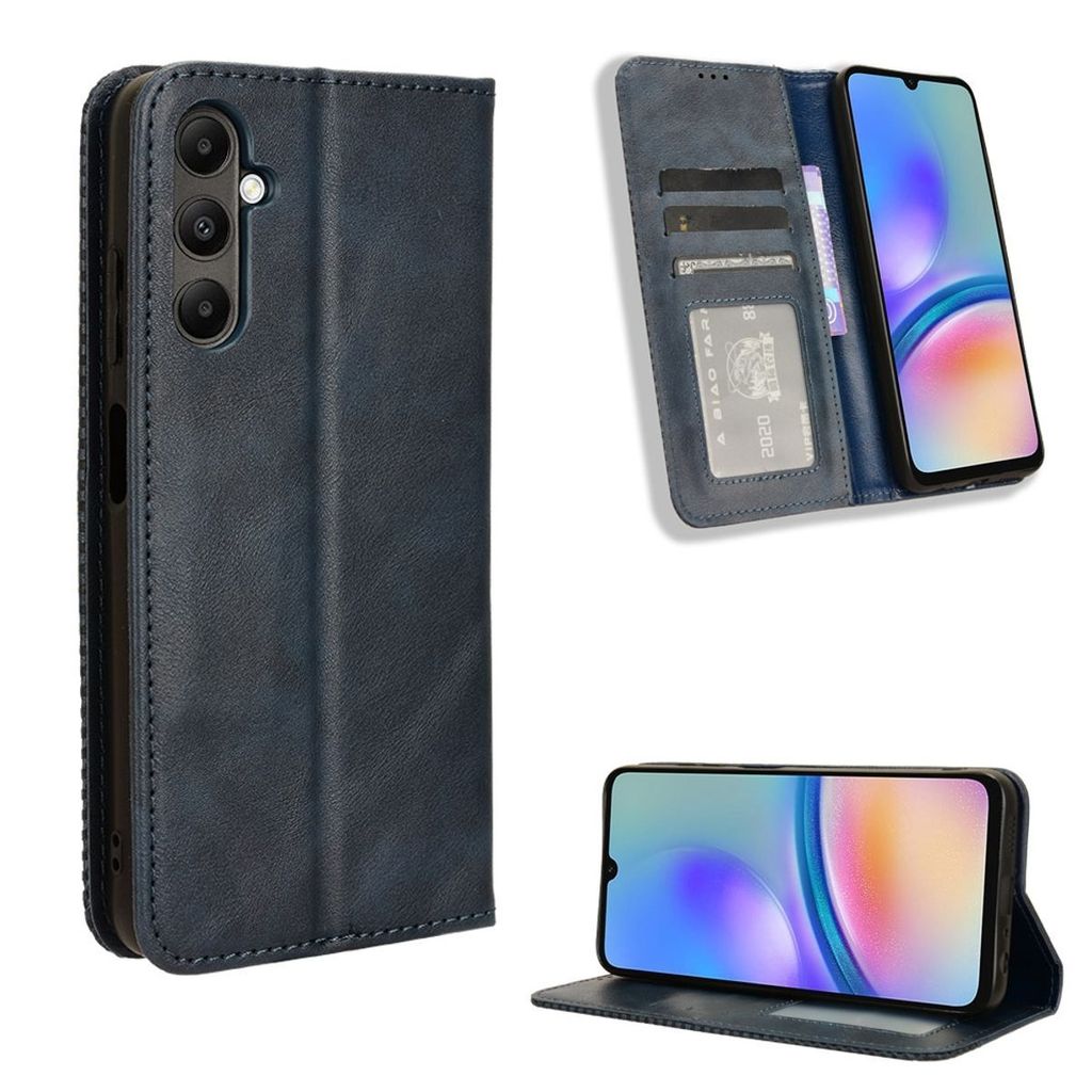 König Design Hülle kompatibel mit Samsung Galaxy A05s Kunstleder Handyhülle - Handy Case Blau