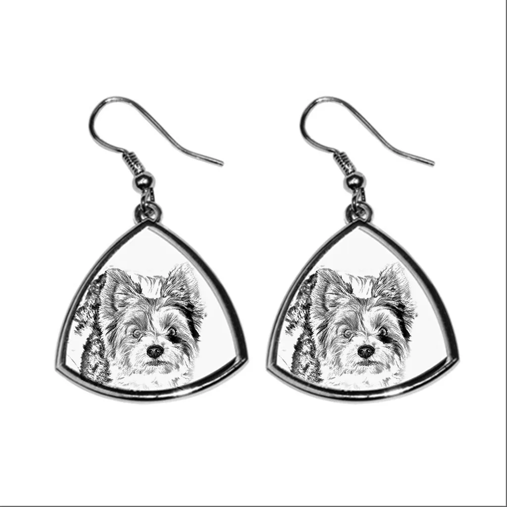 Biewer Terrier, Biewer Yorkshire Terrier - Orecchini a forma di cane, orecchini pendenti con immagine, gioielli personalizzati con la stampa del marchio Art-Dog