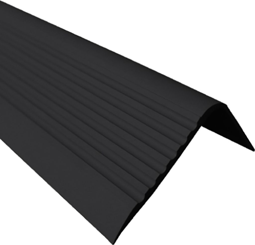QUEST Treppenkantenprofil 40x52mm, 1.5m, Treppenprofil PVC für Treppenstufen, Treppenkantenschutz mit Rillen, Antirutsch, RGPD, schwarz