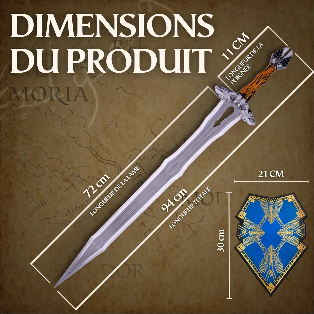 Épée de collection The Hobbit en acier inoxydable avec support mural - 6