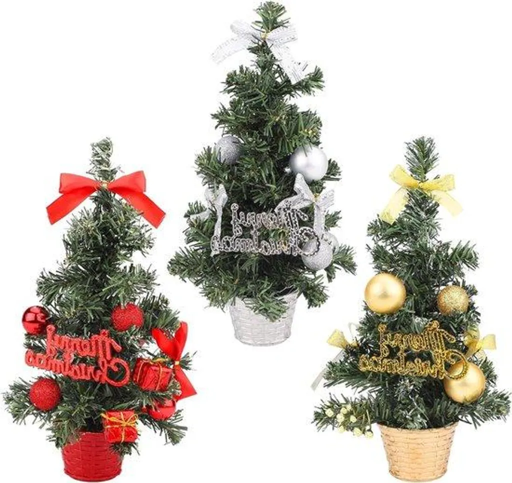 Sapin de Noël de Table 30 cm - Lot de 3 Décorations Prêtes à Poser