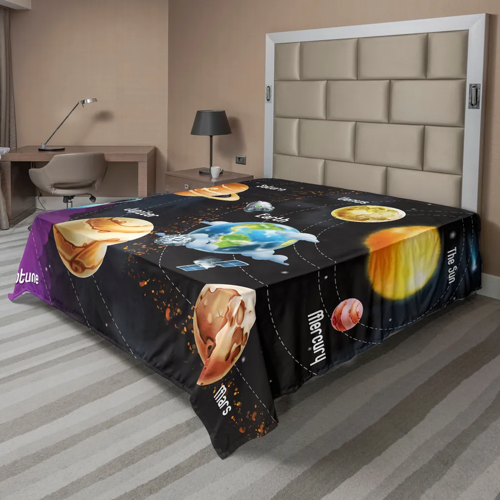 ABAKUHAUS Drap de lit spatial Système Solaire 244x205cm Multicolore