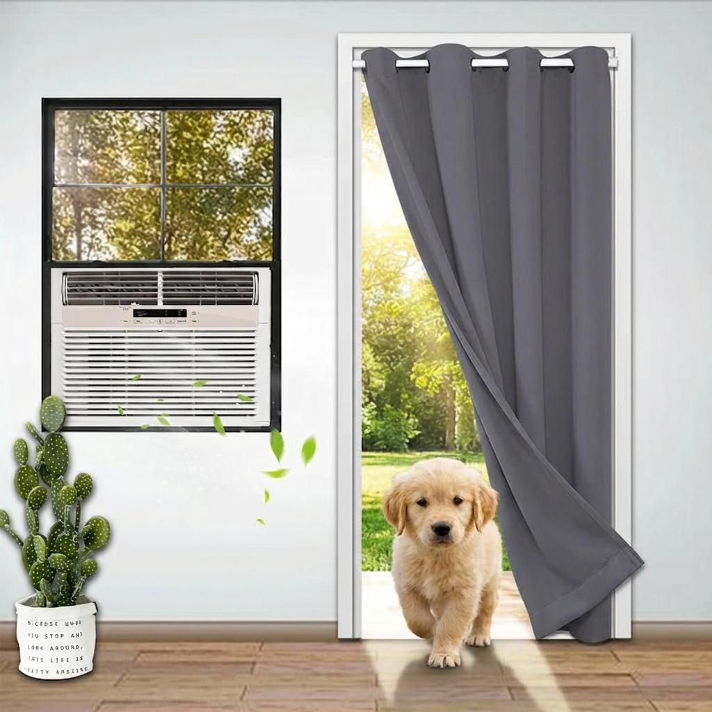 86x203cm Tenda termica oscurante grigia per porta Immagine del prodotto 