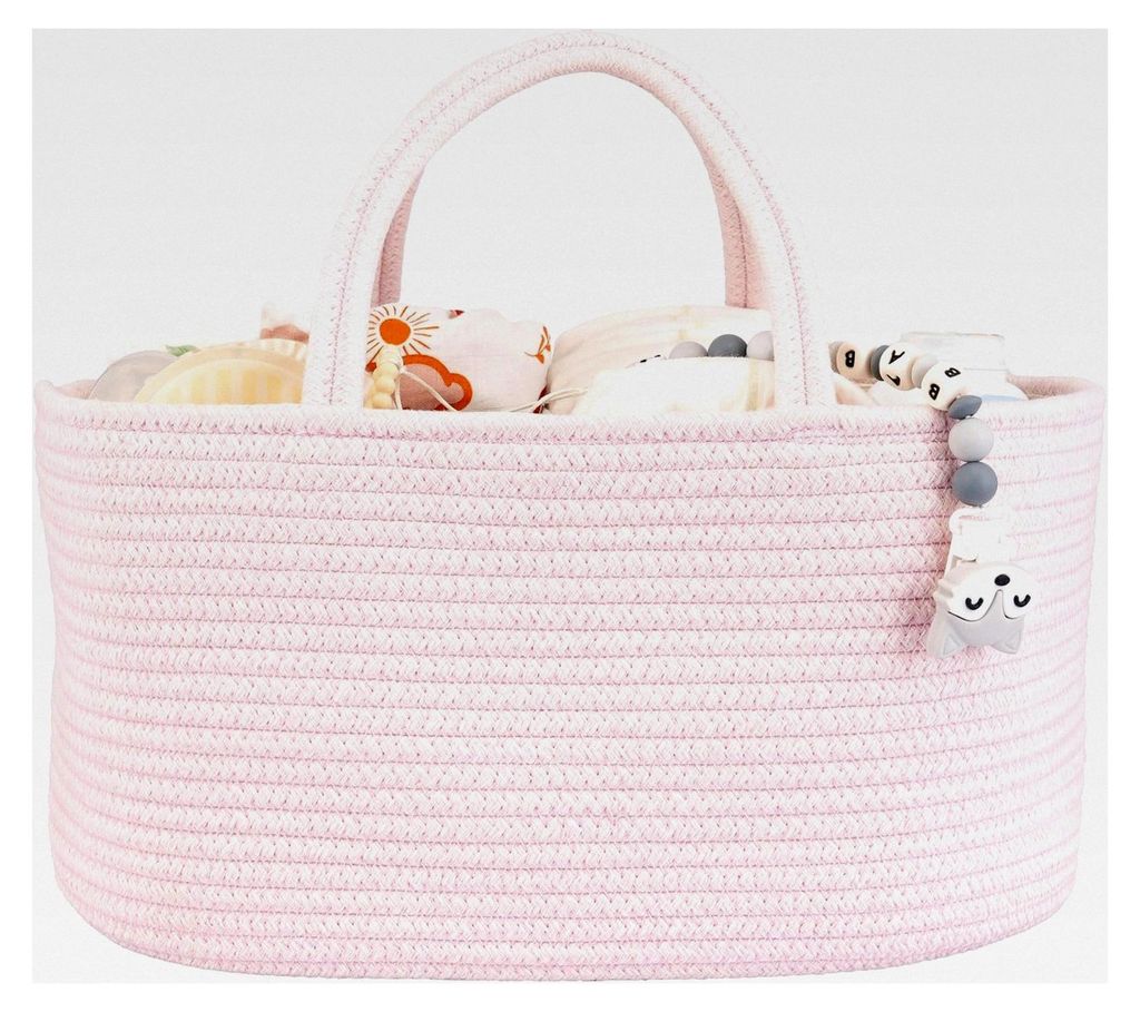 Große Wickeltasche für Mädchen und Jungen, Aufbewahrungskorb mit Tragegriffen, für Wickeltisch, Auto, Reisen, Babyparty, Babygeschenk, unverzic...