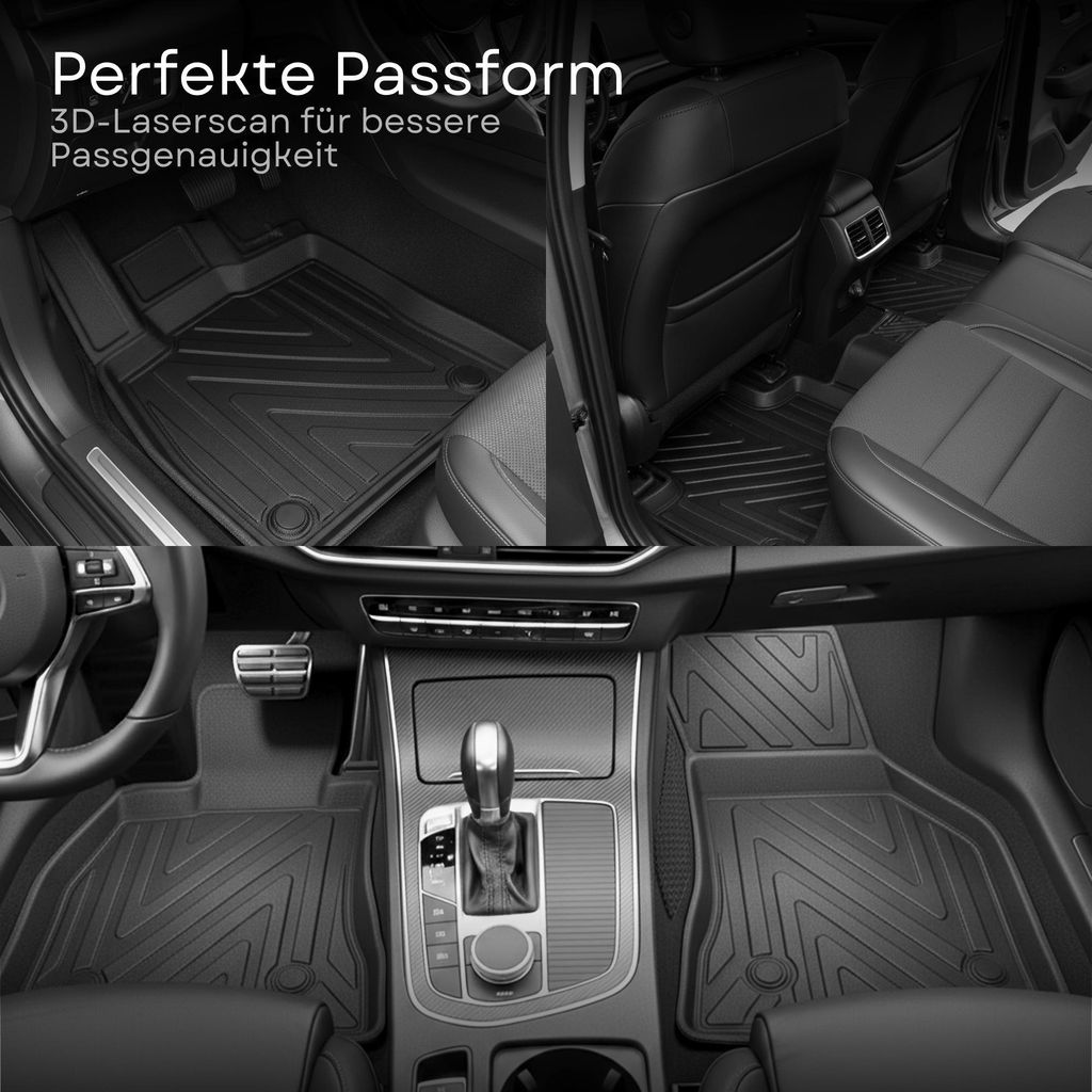 3D Fußmatten für Mercedes B Klasse W247 | 2018-2026 | Carbonfaser-Optik