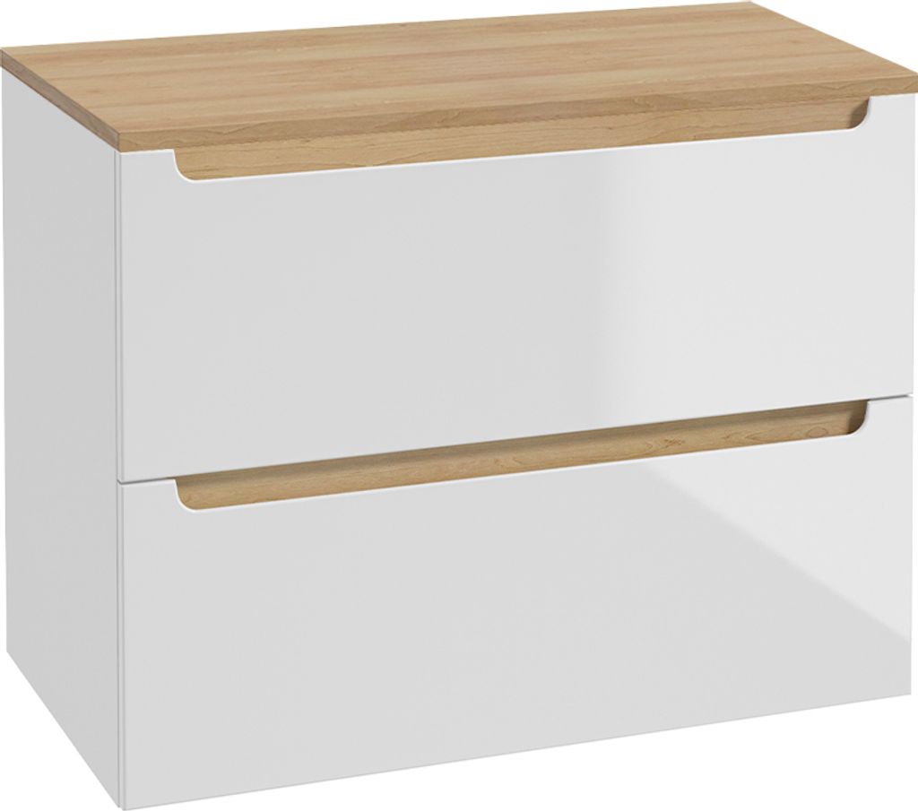 Waschtischunterschrank 80cm Livia mit 2 Schubladen, Weiß