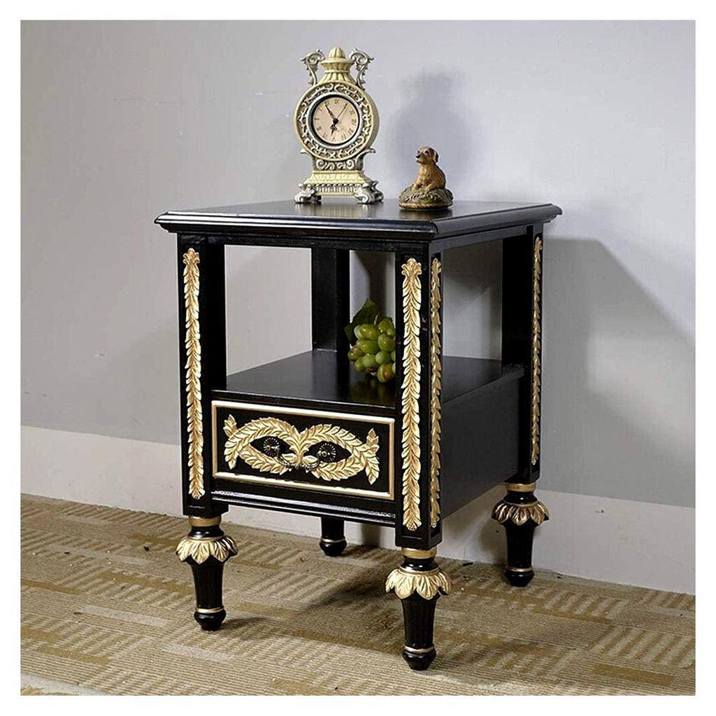 Nachttisch, einfacher Nachttisch für Schlafzimmer und Büro, handbemalt, geschnitzt, europäischer Wohnzimmer-Seitenschrank, Aufbewahrungsschrank,...