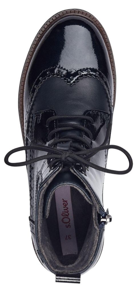 s.Oliver dames enkellaarsje, lakleer, brogue-stijl, Productafbeelding 