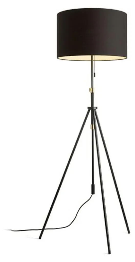 Éclairage d'ambiance salon Luton/Ron 55 lampadaire noir coton et métal