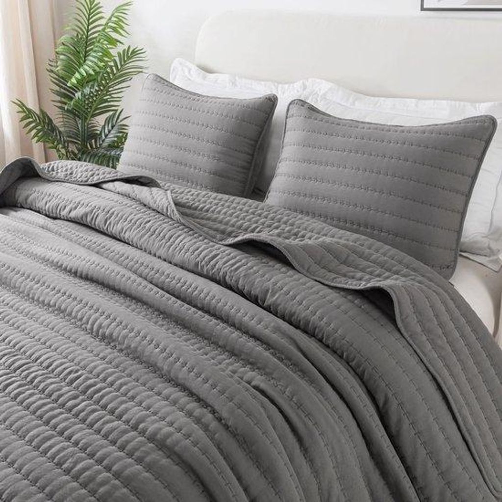Unyqoos ultraweiche und stylische Mikrofaser-Bettdecke für alle Jahreszeiten – 220 x 240 cm grau