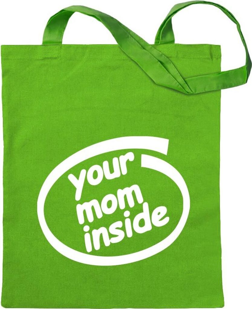 Kiwistar - Baumwolltasche - hellgrün - Your Mom Inside - Tragetasche Stoffbeutel Umhängetasche Langer Henkel