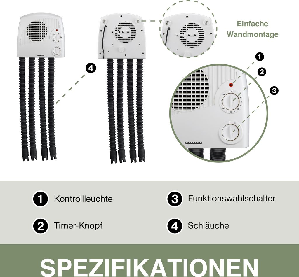 Melissa 16540012 - Schuhtrockner mit vier Schläuchen, 350W, Produktbild 7