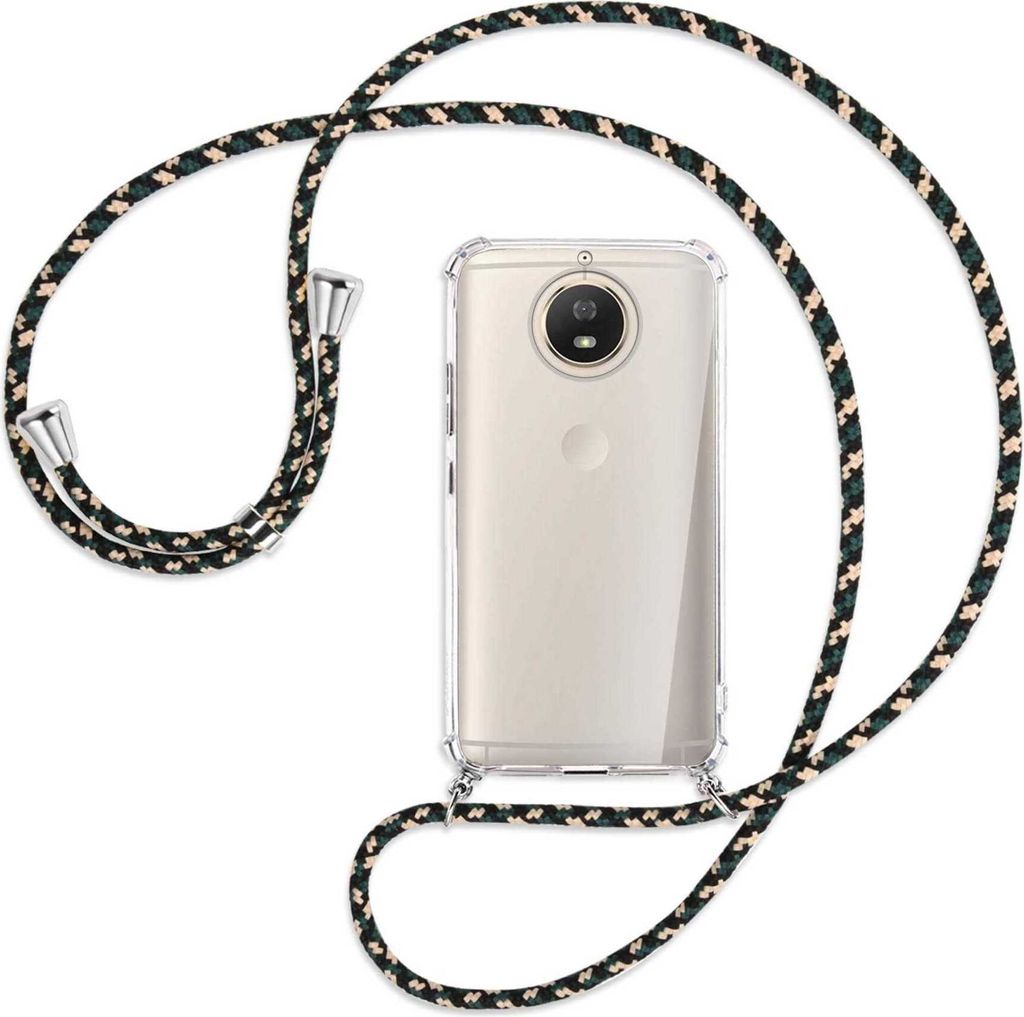 Handykette Backcover-Schutzhülle mit Band (Metall silberfarben) für Motorola Moto G5S - camouflage