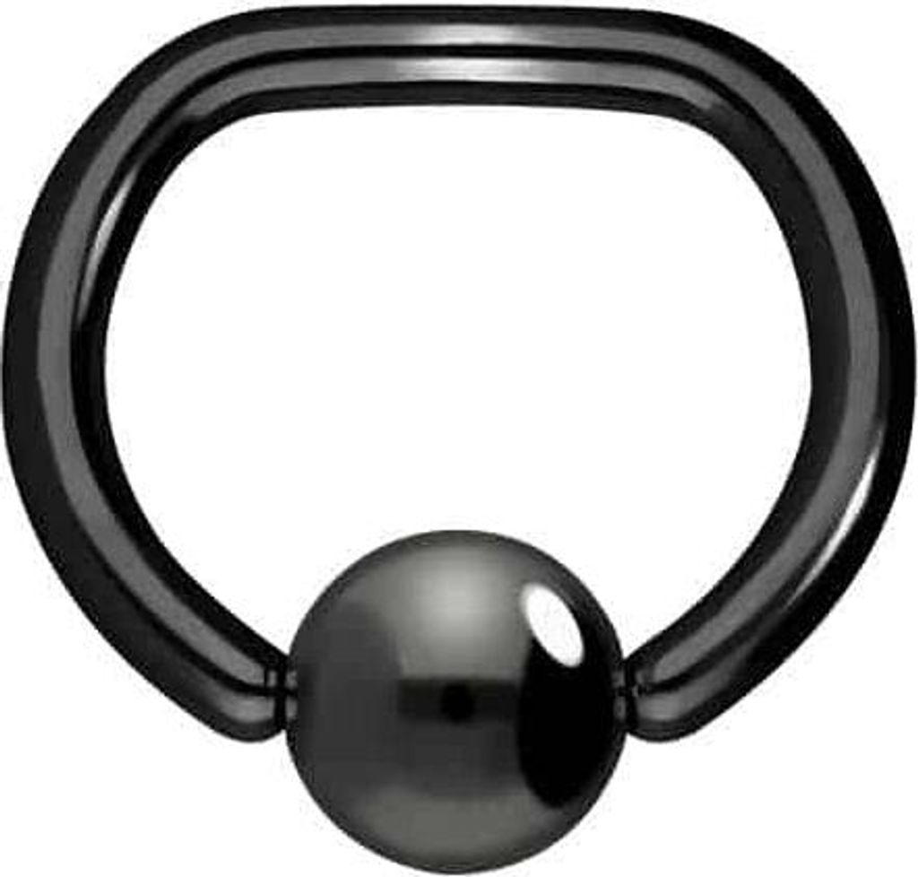 Intim-Piercing, Septum Piercing Chirurgenstahl Klemmkugelring D-FORM Schwarz Innendurchmesser: 10 mm