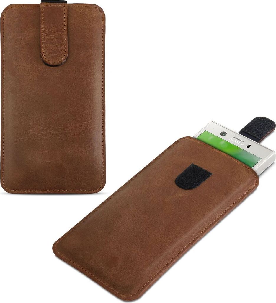 ROYALZ Vintage Leder Sleeve für Sony Xperia XZ1 COMPACT / XZ2 COMPACT Ledertasche (Nur für XZ1 COMPACT und XZ2 COMPACT geeignet) Schutztasche Cov...
