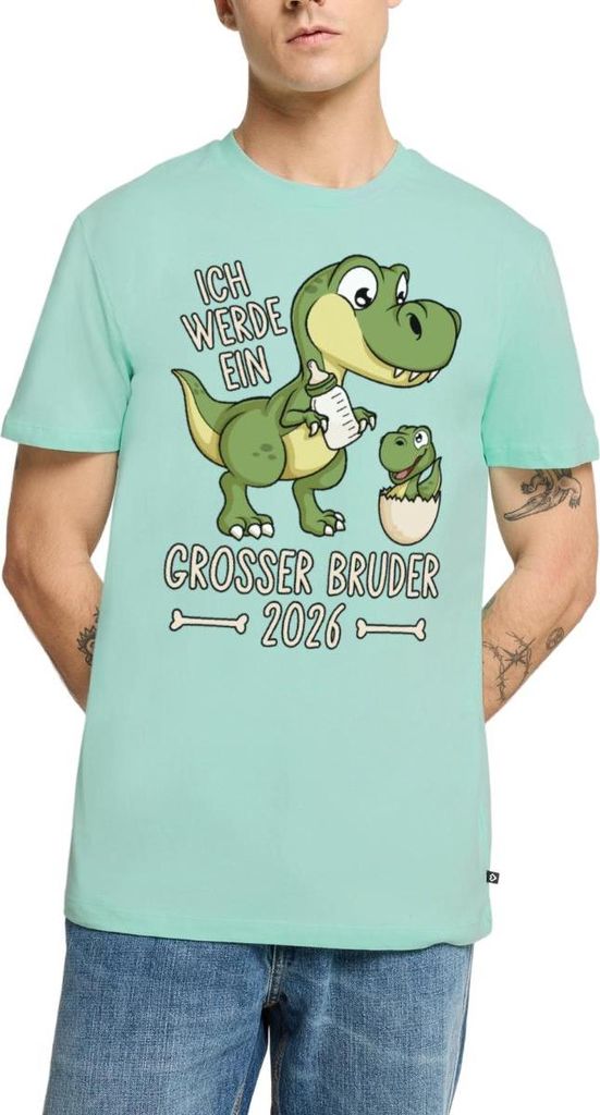 Spreadshirt Großer Bruder 2026 Ei Baby Dino Dinosaurier Männer Premium T-Shirt, XL, Mint