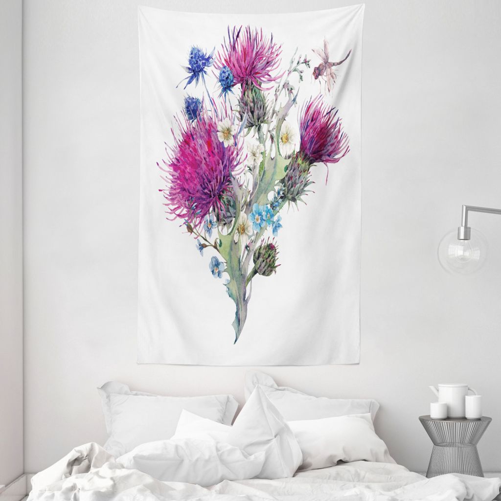 ABAKUHAUS Libelle Wandteppich und Tagesdecke, Sommerwiesenkräuter aus Weiches Mikrofaser Stoff Waschbar ohne Verblassen Digitaldruck, 140 x 230 cm...