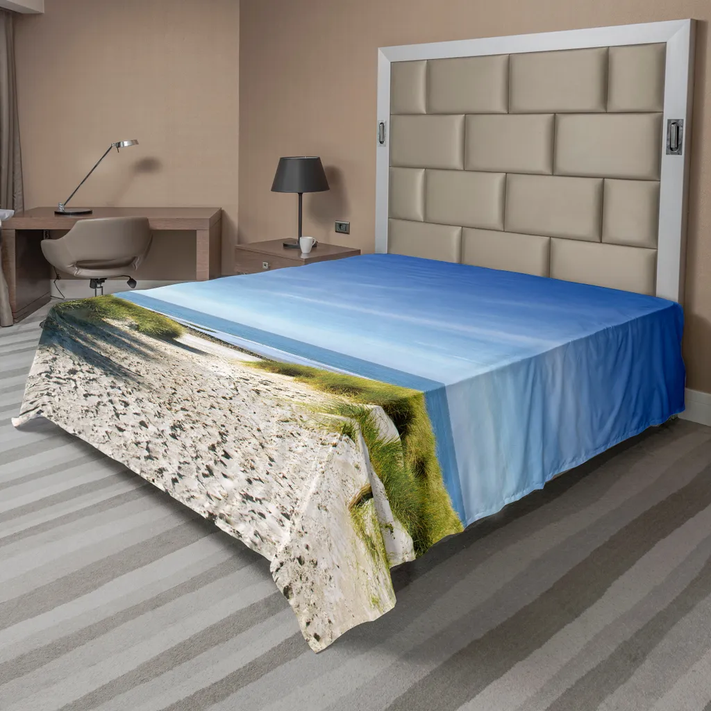 Drap de lit Océan 266x260 cm ABAKUHAUS en microfibre douce et bleu sable