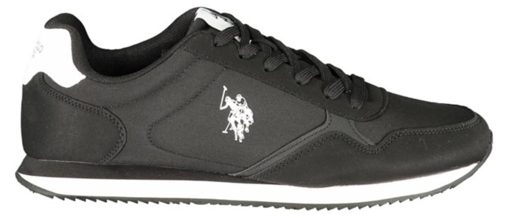 Schwarze Herren-Sportschuhe mit weißem Kontrast und herausnehmbarem Fußbett