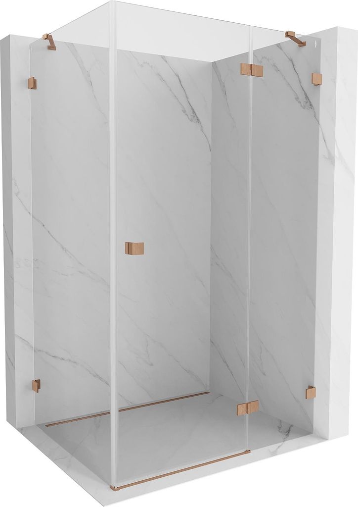Mexen Lunar Duschkabine schwenkbar rechts 100 x 90 cm, transparent, gebürstetes Kupfer - 834-100-090-65-00-P