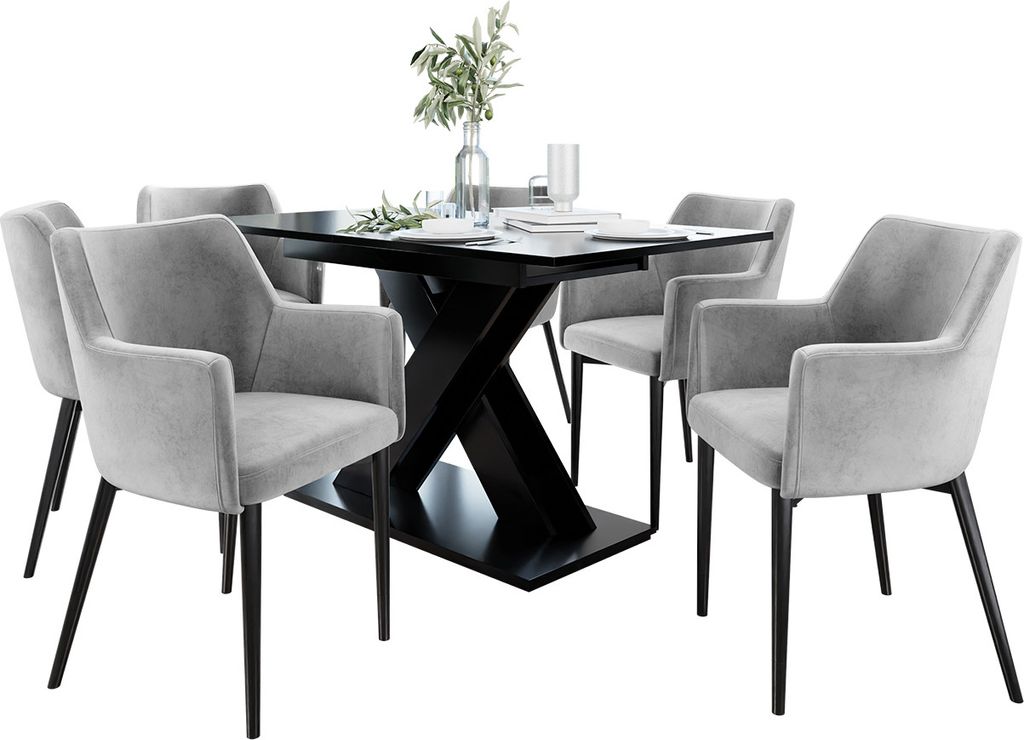 MIRJAN24 Stuhl Rene, 1 Stück, Polsterstuhl, Beine aus Metall, 57x50x83 cm, Wohnzimmer (Farbe: Magic Velvet 2240, Beine: Schwarz)