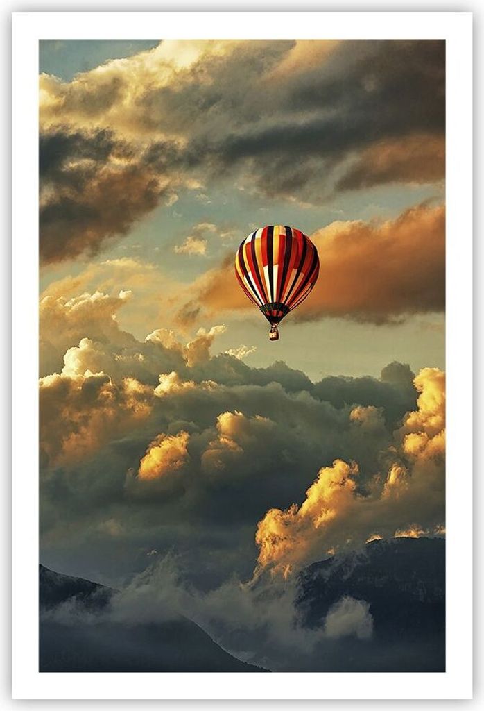 Poster - Poster ohne Rahmen - Wolken Ballon Flug - 61x91,5 cm - Wand Bild - Wanddeko - Wandbilder - Kunstposter - Wandposter - Bilder - Kunstdruck ...