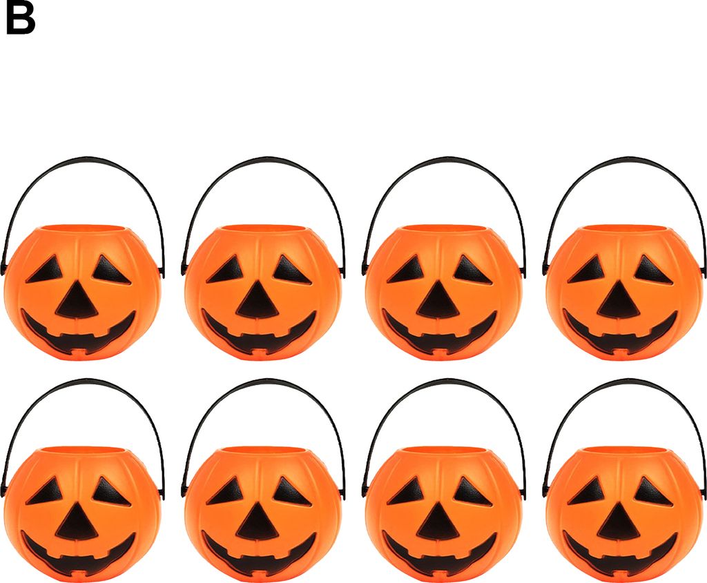 8pcs attraktiver Süßigkeiten -Bucket -Griff -Design PC Kürbisform kompakter tragbarer Speicherhalter für Festival-B
