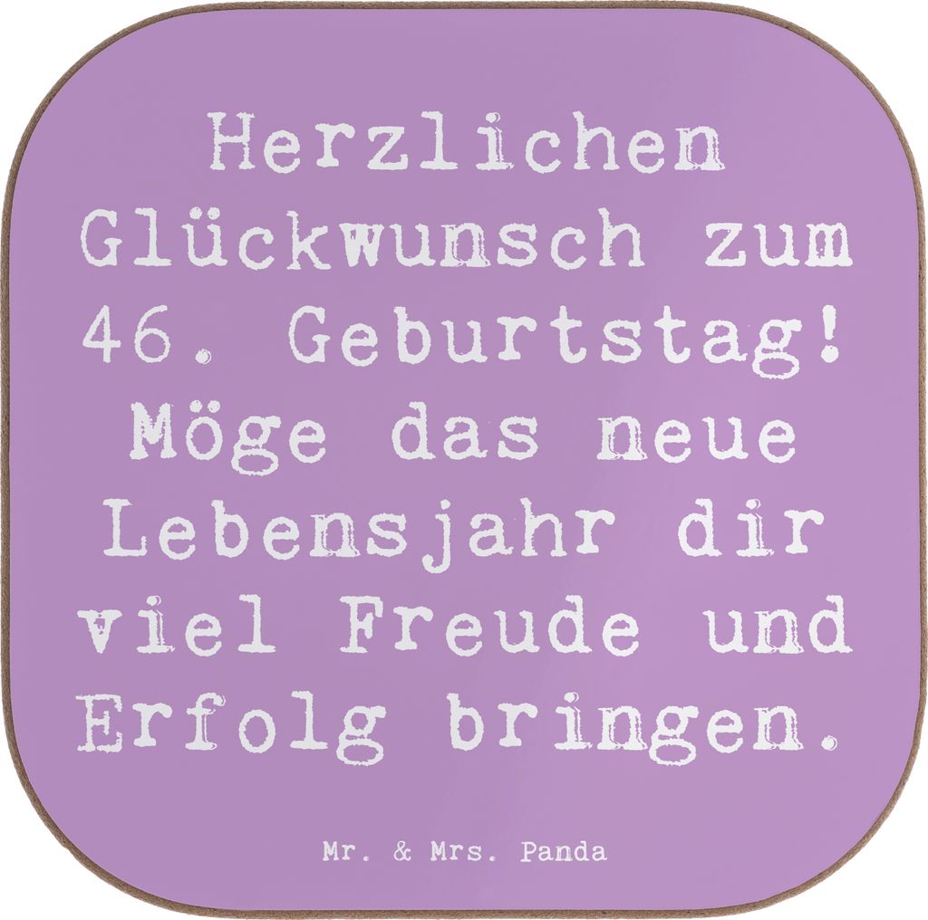 Mr. & Mrs. Panda Holzuntersetzer Spruch 46. Geburtstag - Lavendeltraum - Geschenk, Glückwunsch, Happy Birthday, Freude und Erfolg, Tischschoner, f...