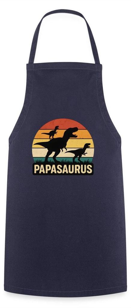 Spreadshirt Papasaurus Dino Papa Kochschürze, One size, Navy