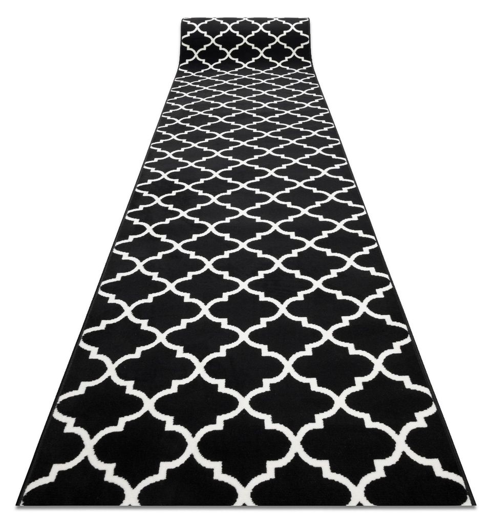 TAPIS DE COULOIR BCF MORAD Trelis Treillis marocain noir / Image du produit 