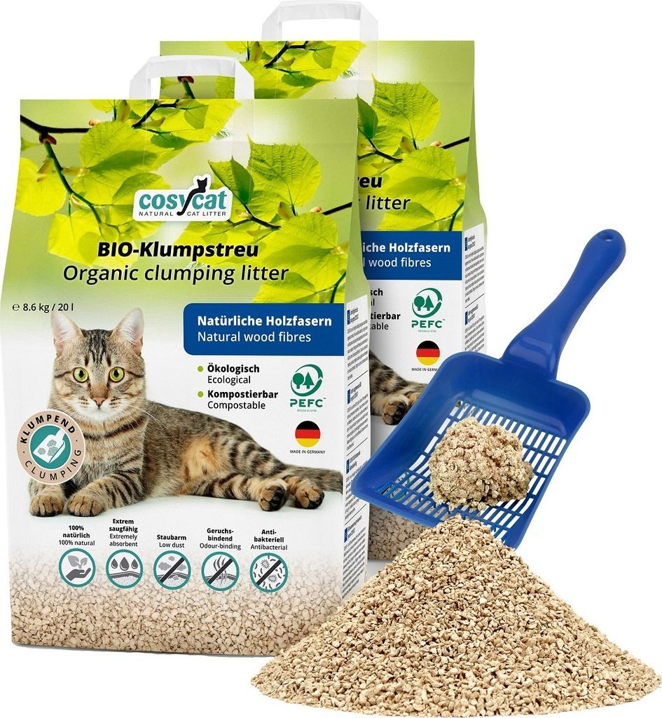 40 L CosyCat -Klumpstreu FEIN aus Holz 100% natürliches Produktbild 