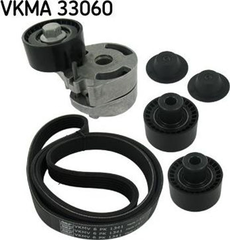 SKF VKMA 33060 Keilrippenriemensatz OE 046903137N kompatibel mit 206, Partner, Berlingo, C3, Xsara, Fiesta, Fusion, 2
