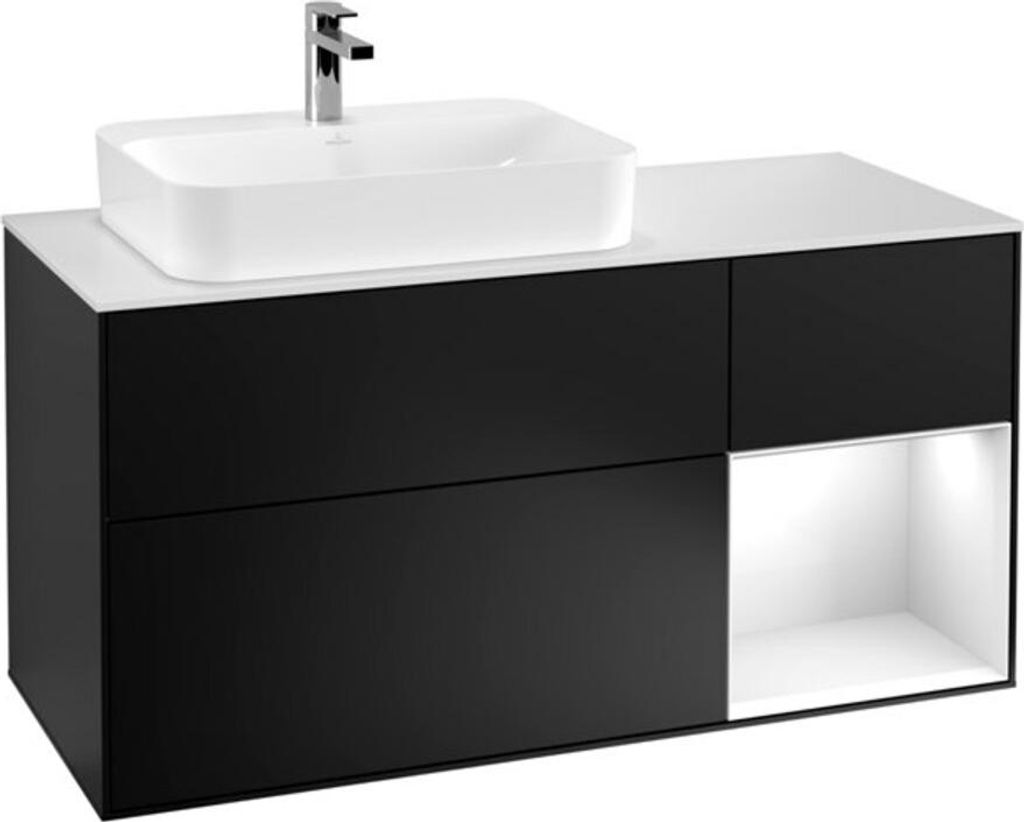 V&B Waschtischunterschrank Finion 120cm, Pl w m, Rg r g wh. Lac, bla m Lac