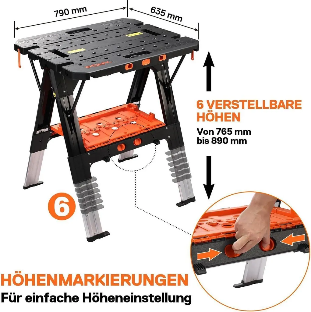 Établi de bricolage pliable multifonction avec étaux et support