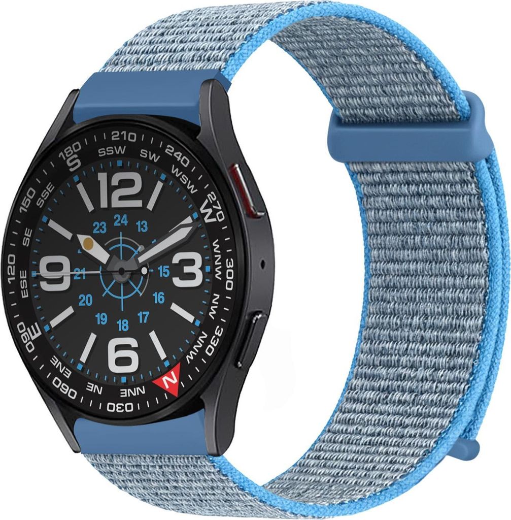 Smartwatch Armband für Samsung Galaxy Watch6 Classic 43mm Nylon Textil Band Ersatzband Wechselband Klettverschluss flexibel atmungsaktiv Blau