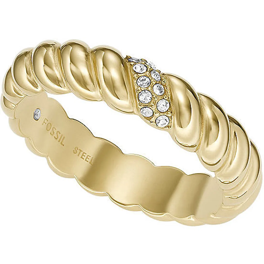 Gioielli Fossil JF04171710505 Anello Donna Acciaio Oro Bianco Misura 53