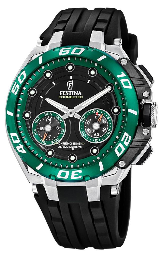 Festina F20763/2 Chrono Bike Connected Chronograph Uhr Herrenuhr Silikon Chrono Datum schwarz