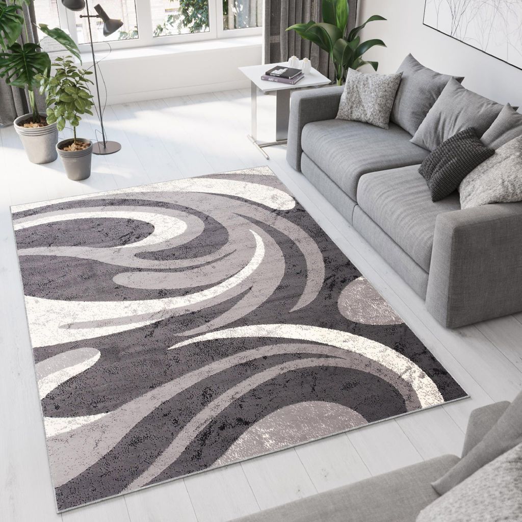 Tapiso Teppich DREAM Modern Wohnzimmer Creme Grau 80 x 150 cm