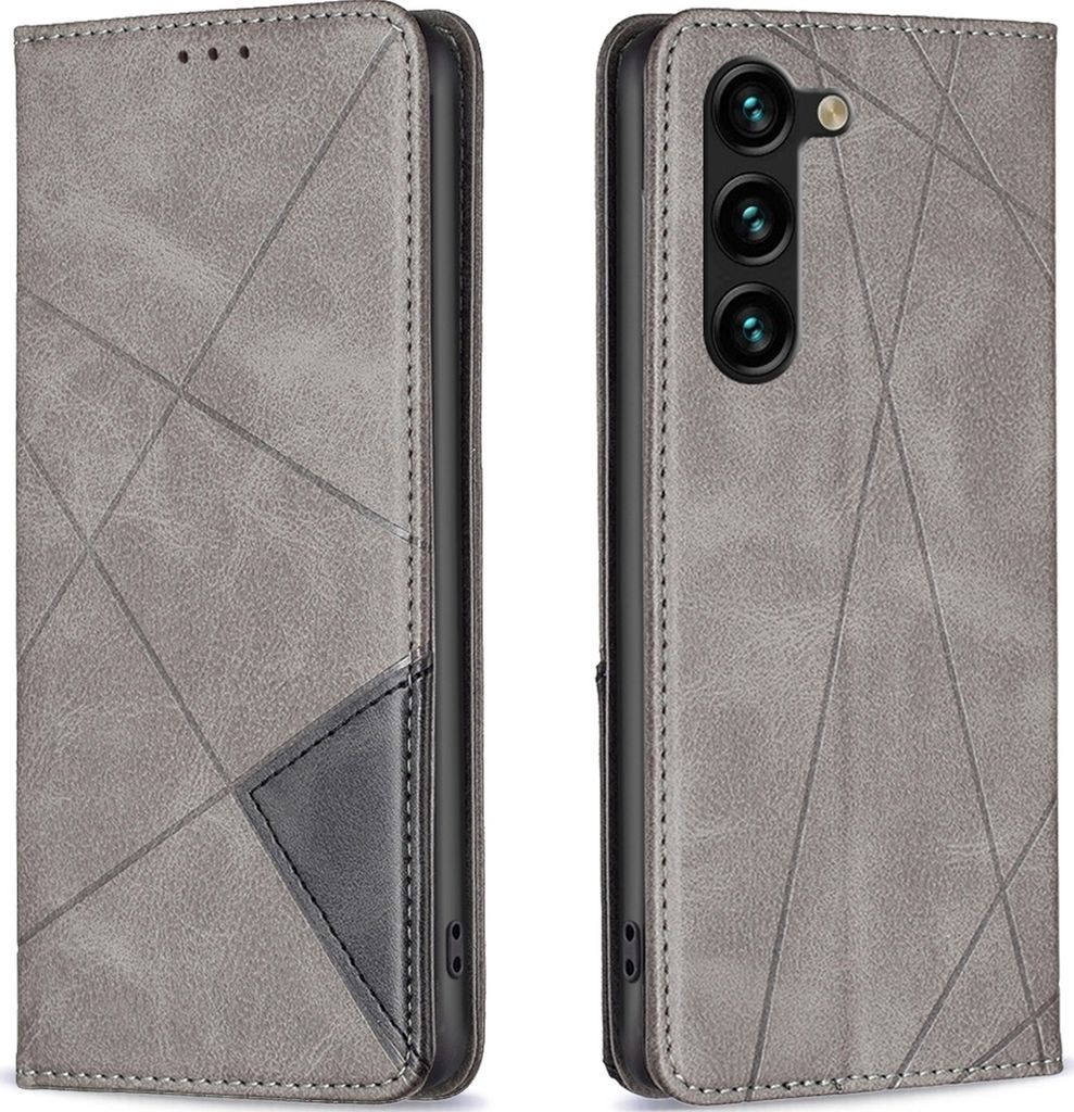 Mobigear Rhombus Slim Samsung Galaxy S24 Plus Hülle Klapphülle - Grau