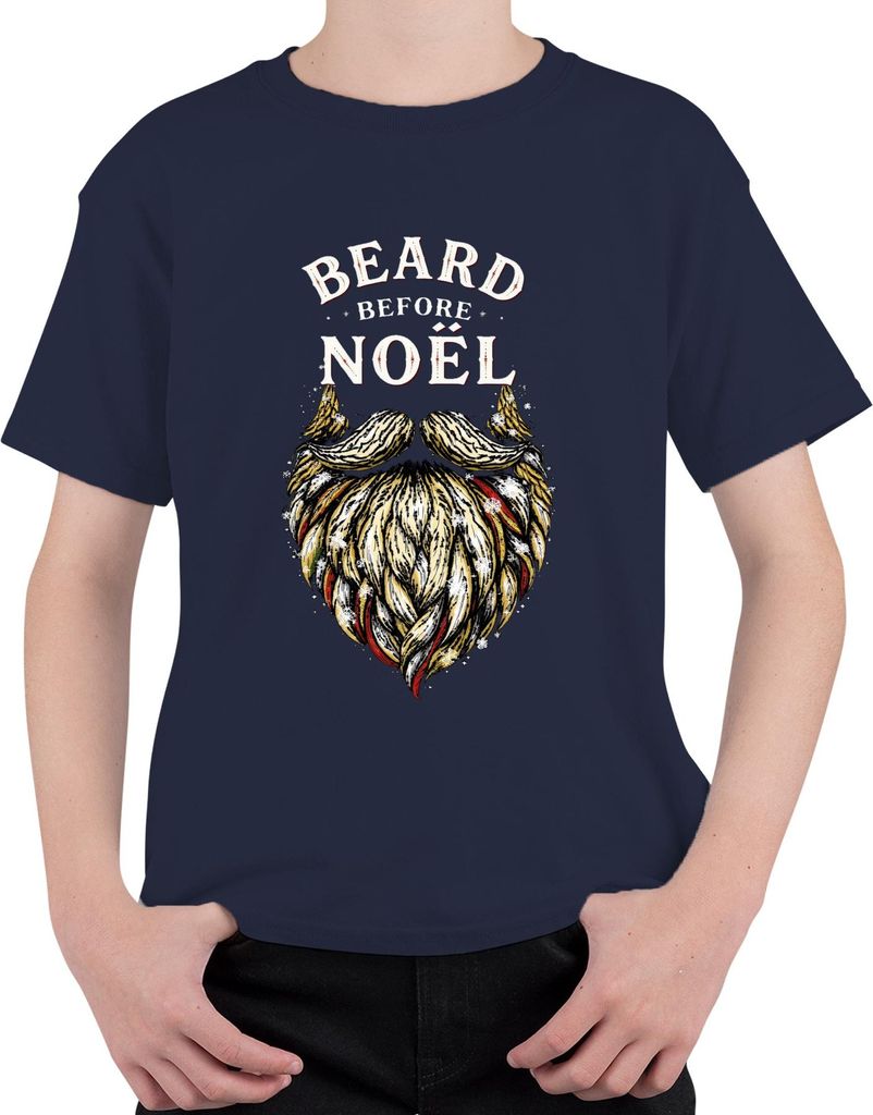 Beard Before Noël Weihnachtsmann Weihnachtsbart Lustig Geschenk Uni Kinder T-Shirt, Navy, 152