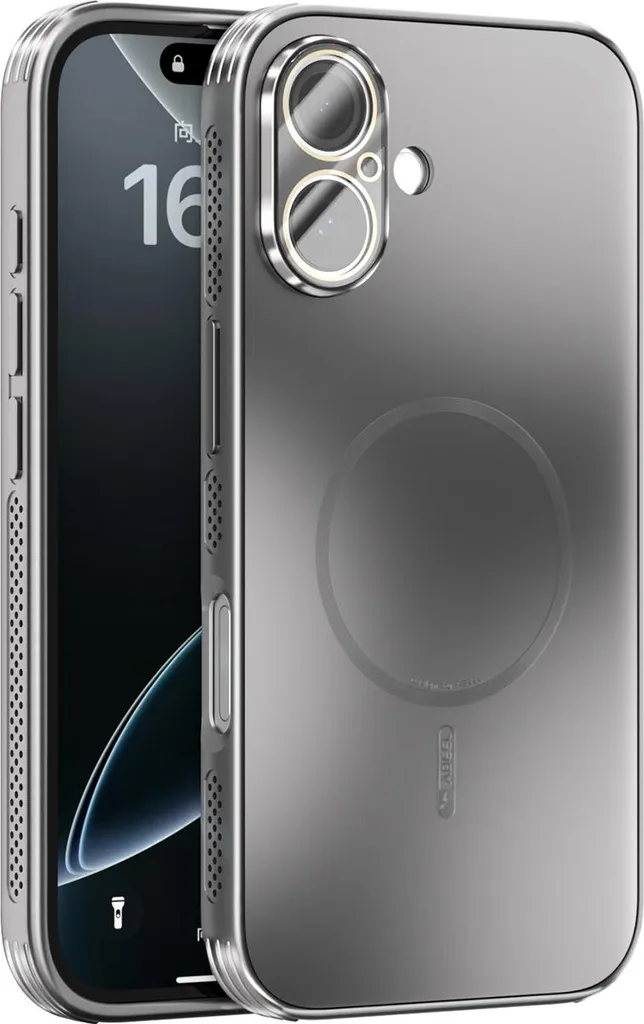 Cover iPhone 16 Grigio Opaco: Design Magnetico e Raffreddamento Top