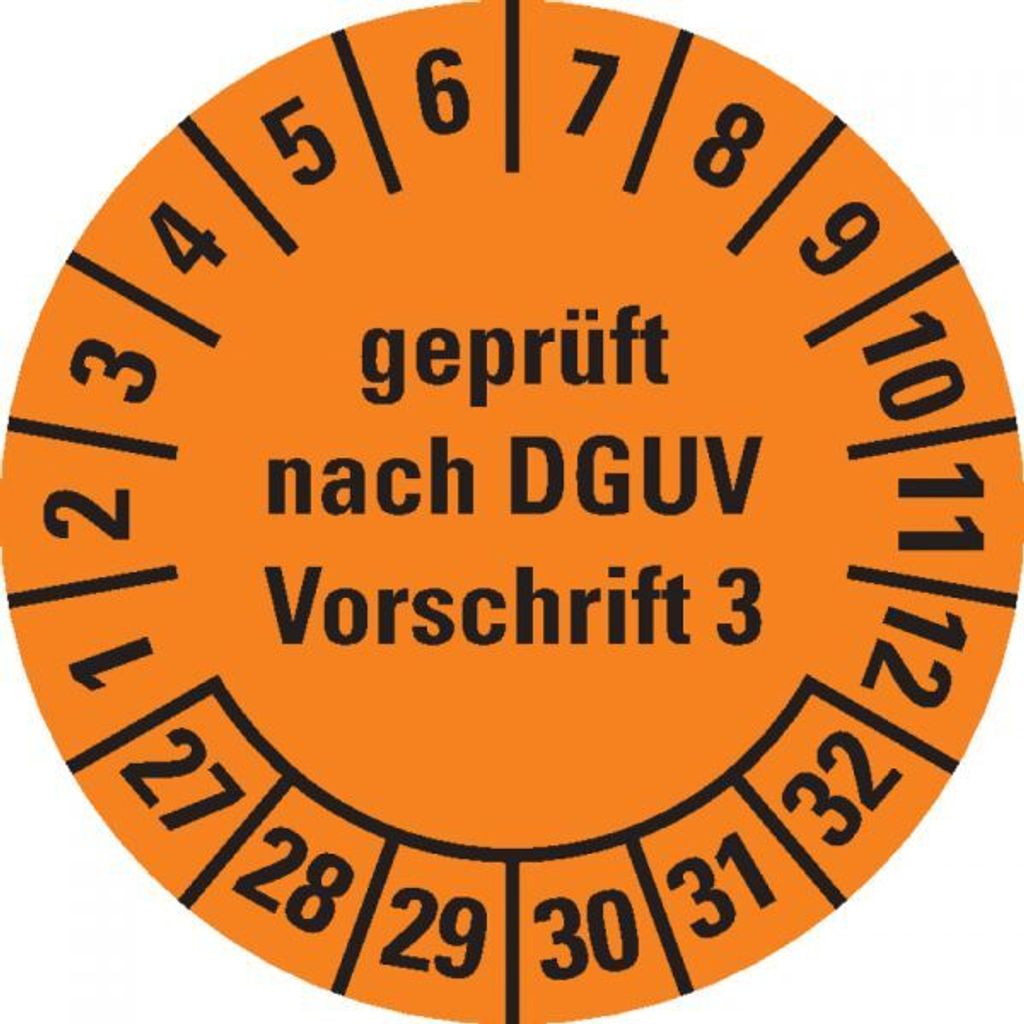 Dreifke Prüfplakette nach DGUV Vorschrift 3 27-32, orange, Dokumente...