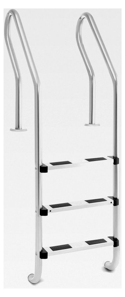 Poolleiter Edelstahl 3 Stufen Schwimmbadleiter 180 kg Tiefbeckenleiter, Silber