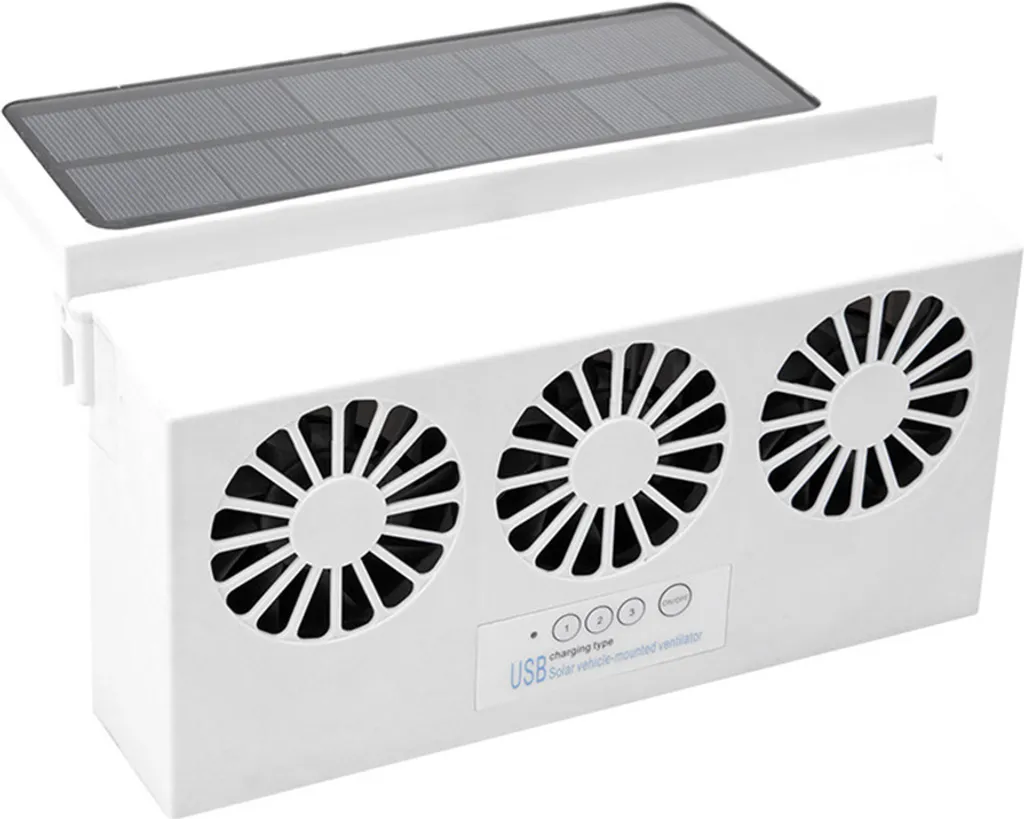 Ventilatore Solare Auto per Viaggiatori: USB Bianco Anti-Afa Universale