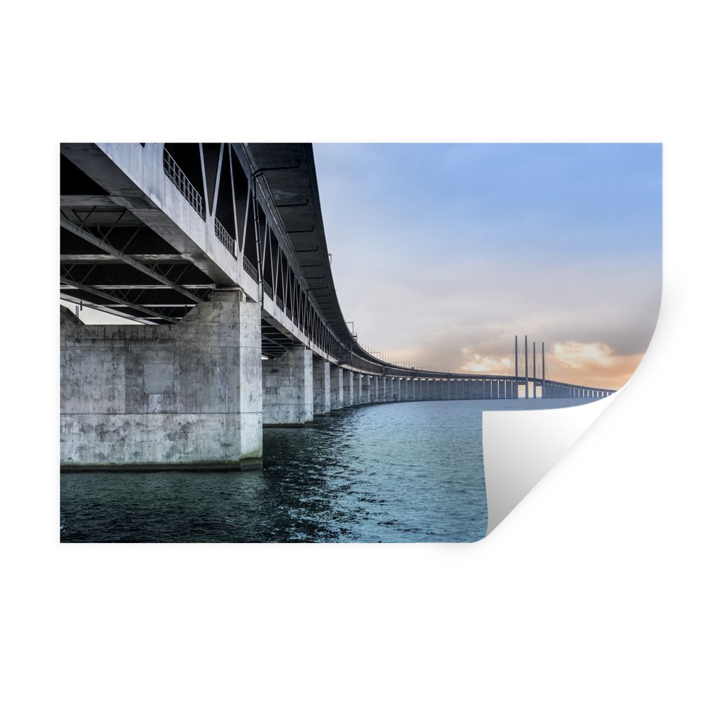 MuchoWow Wandtattoo Wandsticker Wandaufkleber Sont-Brücke in Dänemark bei Sonnenuntergang 30x20 cm Selbstklebend und Repositionierbar - Wierder...