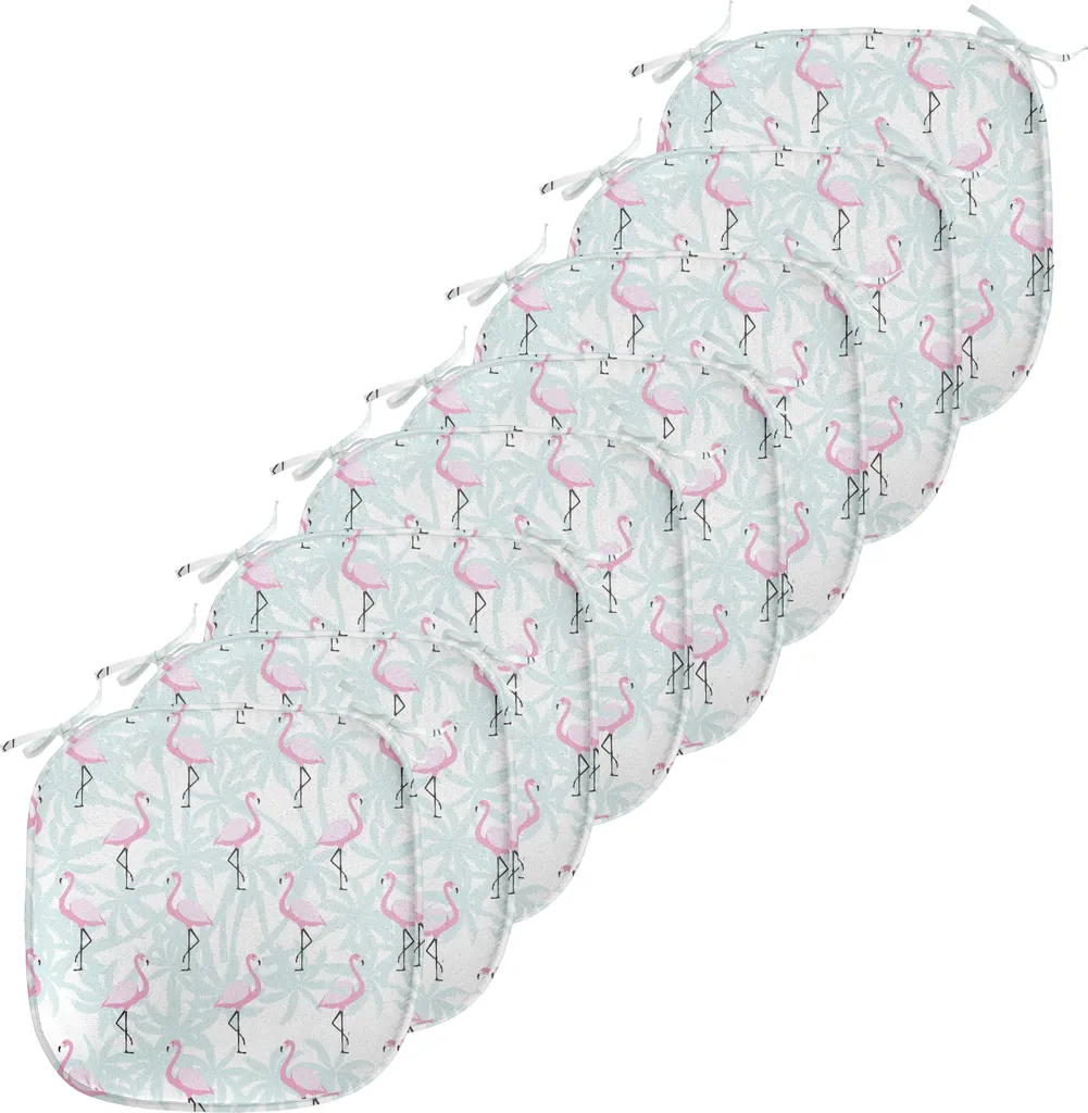 Coussin de Chaise Imperméable Motif Tropical Rose pour Cuisine - Lot de 8