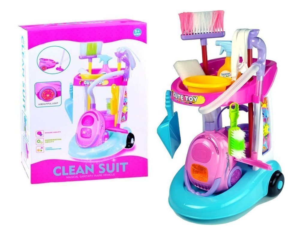Cleaning Set on a Cart with a Vacuum Cleaner Produktbild 